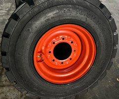 (4) 12-16.5 ROAD CREW SKS-3 14 PLY Skid Steer Loader Tire with Orange Color Rims
