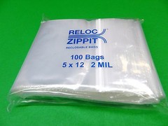 100 Reloc Zippit 5×12 Clear 2mil Poly Bags Reclosable Zip Seal Lock Bag 5″x12″