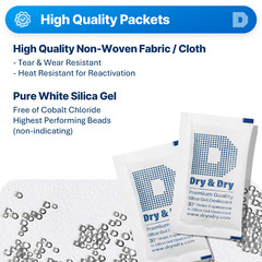 10 gram X 60 PK “Dry & Dry” Silica Gel Desiccant Packets(Reusable)-FDA Compliant