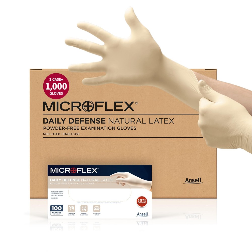 Microflex 10-754 Daily Disposable Latex Gloves for Cleaning, Food Prep, First…