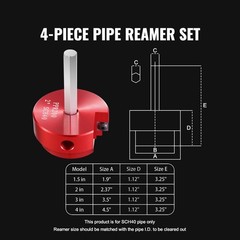 PVC Pipe Reamer Tool Pipe Fitting Socket Saver Aluminum Alloy for SCH 40