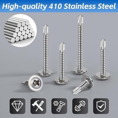 200PCS Sheet Metal Self-Drilling Screws Assortment Kit – #8 Truss Head Stainless