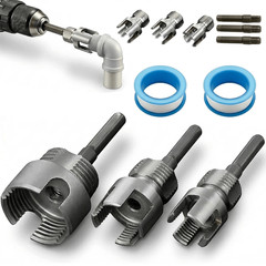 3PCS PVC Pipe Threader Kit Internal External 1/2 3/4 1 Inch Drill Tool