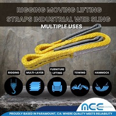 1″ x 3 /6 / 9ft 2 Ply Polyester Flat Eye Lifting Sling Strap Web Sling 3100 lbs