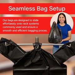 Bags 1/6 Large 21 x 6.5 x 11.5 BLACK T-Shirt Plastic Grocery Shopping Bags