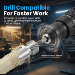 3PCS PVC Pipe Threader Kit Internal External 1/2 3/4 1 Inch Drill Tool