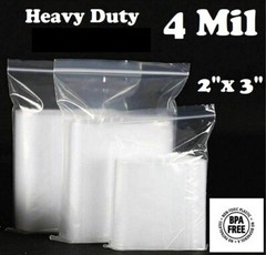 100 – 2″ x 3″ ZIP SEAL BAGS CLEAR 4 MIL PLASTIC RECLOSABLE TOP LOCK MINI BAGGIES