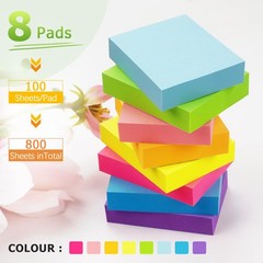 Winner Aura Sticky Notes 1.5×2 inch Bright Colors Self-Stick Pads 8 Pads/Pack