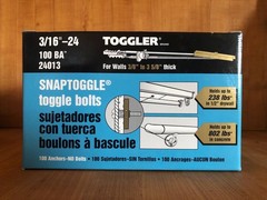 TOGGLER Snaptoggle 3/16″ Box of 100 anchors *NEW*