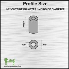 New Aluminum Spacer Bushing 1/2″ OD x 1/4″ ID–Fits M6 or 1/4″ Bolts