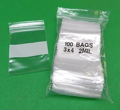 3×4 White Block Reclosable Bags 2mil Writeable 3x 4″ Poly Baggies 500 Pcs