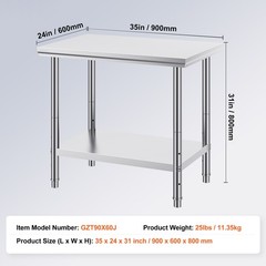 Stainless Steel Work Table 24x36in Commercial Kitchen Equipment Food Prep Table