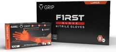 First Gloves Orange Nitrile Gloves, XLarge – Box of 100 8 Mil Diamond-Textured