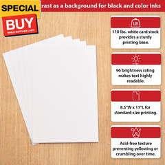 Cardstock Paper, 8.5-Inch x 11-Inch Paper Size, Matte White, 110 lbs. (250 Pack)