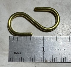 Box Of 100 Solid Brass S Hooks 1-1/2” 1.5” Light Open Style Brand New