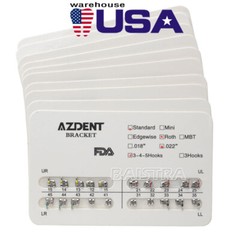 AZDENT Dental Orthodontic Brackets Braces Metal Standard Roth Slot.022 Hooks 345