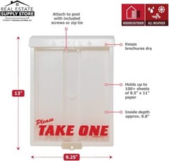 Outdoor Real Estate Brochure Box with Snap Shut Lid(White or Black)
