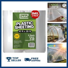 Plastic Sheeting (10′ X 25′) Long, 3 Mil (2 Pack) – UV Protection Poly Sheeting