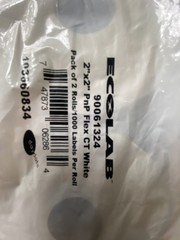 Ecolab 2″x2″ 2 rolls/1000 labels each Prep-n-Print Flex CT White 90061324
