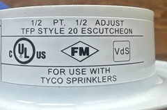 BOX OF 100! Tyco Style 20 Recessed Escutcheon White 1/2 in. Sprinkler 567054010