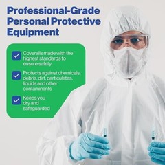 2PCS Disposable Full Body Coverall Suit Protective Isolation Coveralls